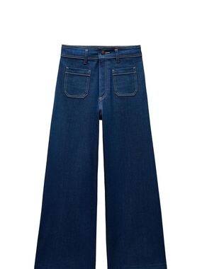 Zara Deep Blue Wide-Leg High-Rise Jeans